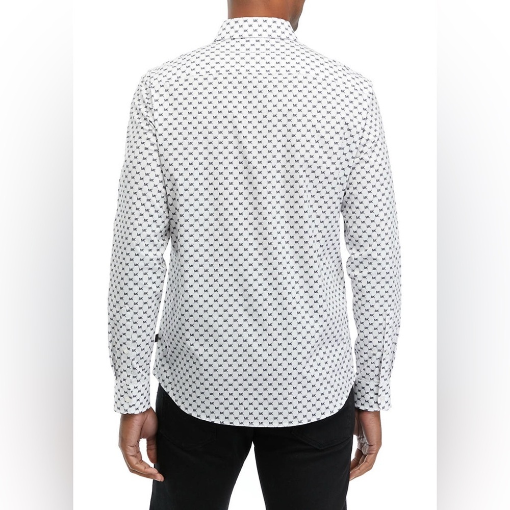 Michael Kors men’s slim fit logo print long sleeve button front shirt, XXL - Picture 2 of 6